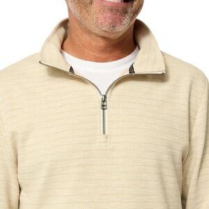 Dockers Men's Quarter Zip Textured Pullover, Beige, Size XL NWT